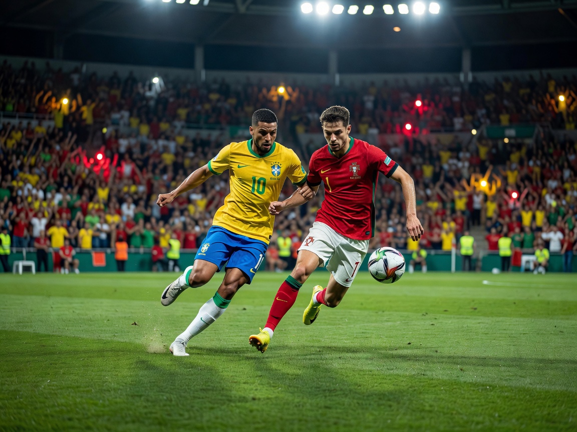 Brazil vs Portugal football match action