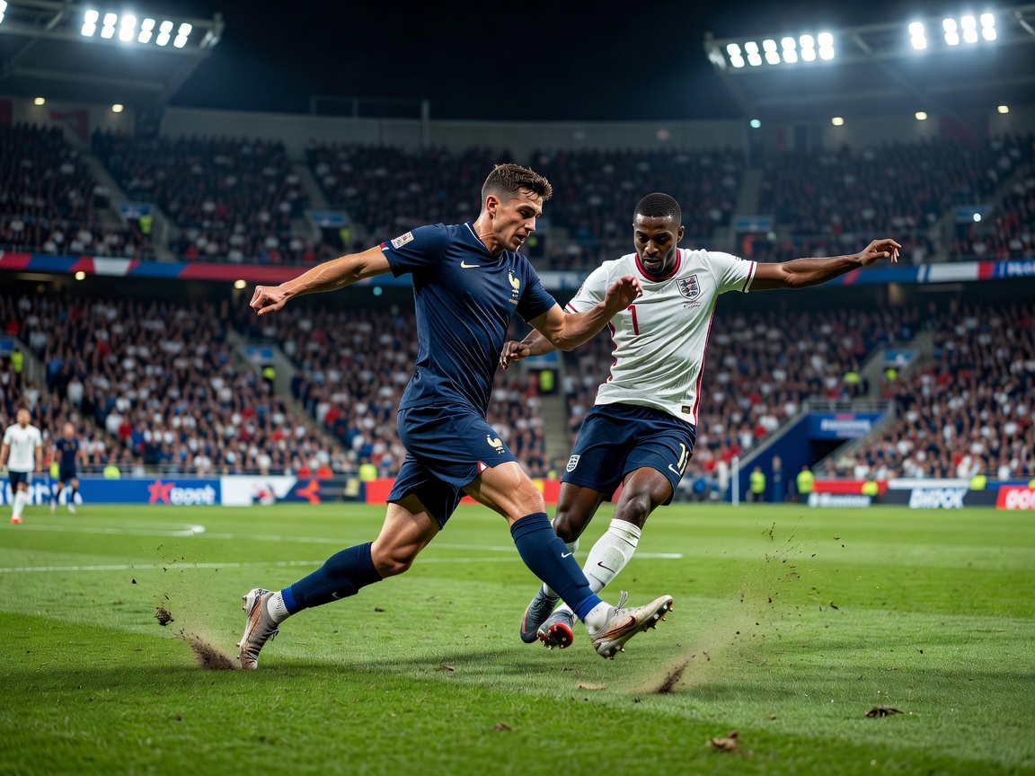 France vs England football match action