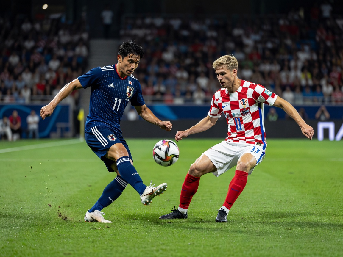 Japan vs Croatia football match action