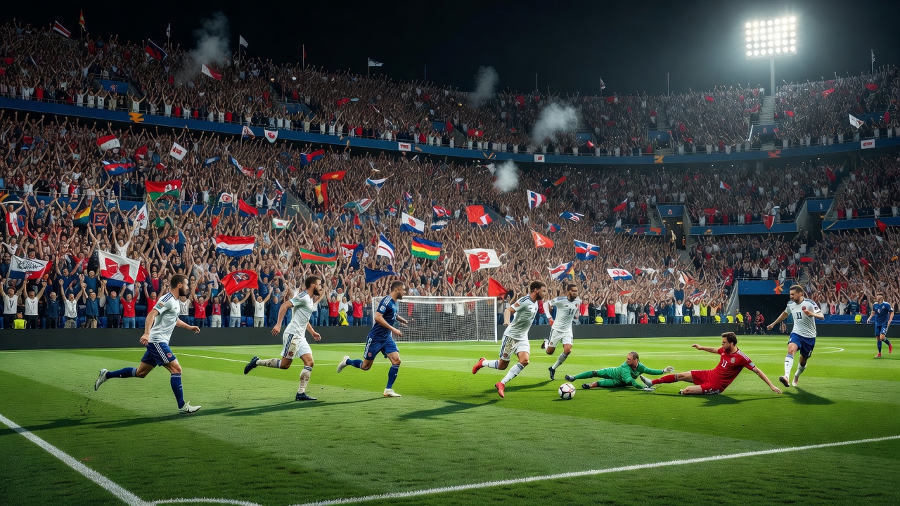 Packed football stadium during an international tournament match
