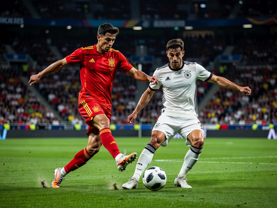 Spain vs Germany football match action